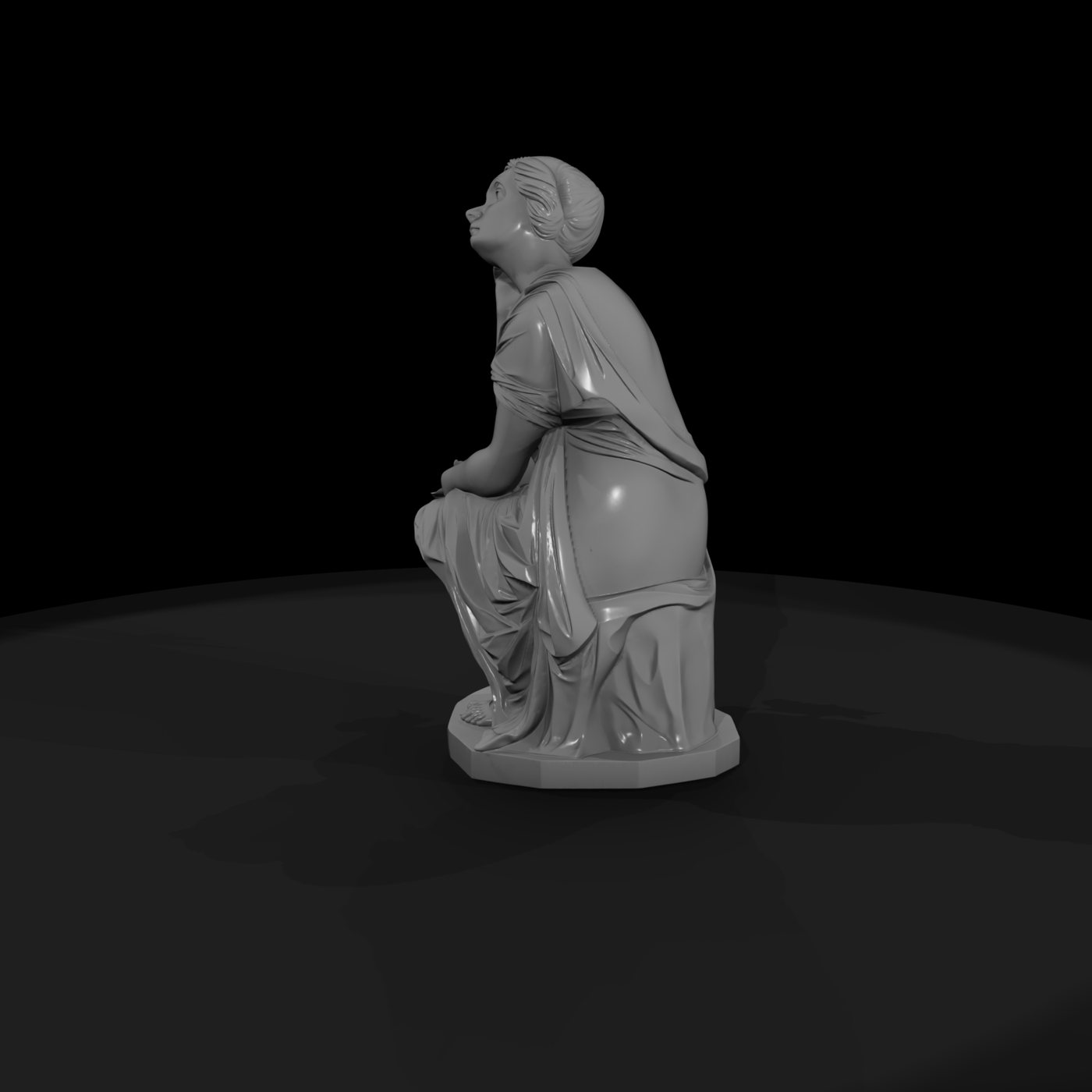 Neoclassical Pensive Woman Statue — Seated