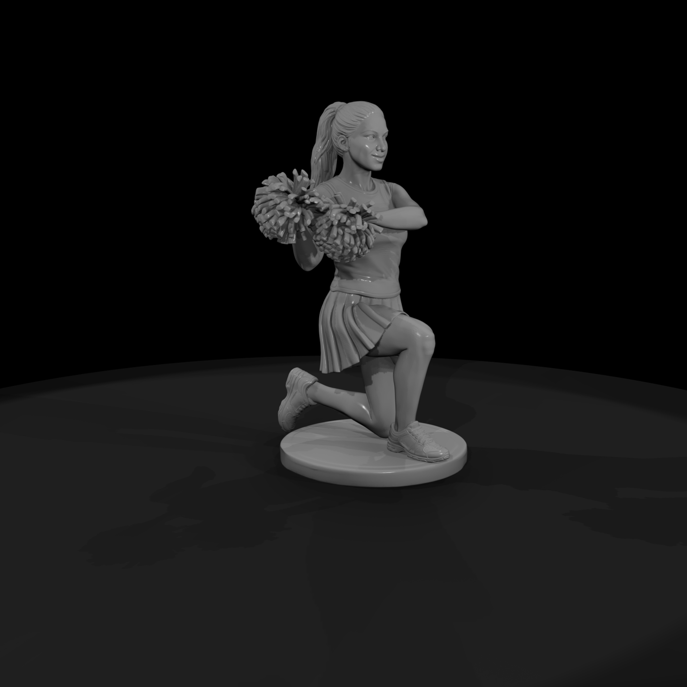Cheerleader with Pom-Poms in a Lunge