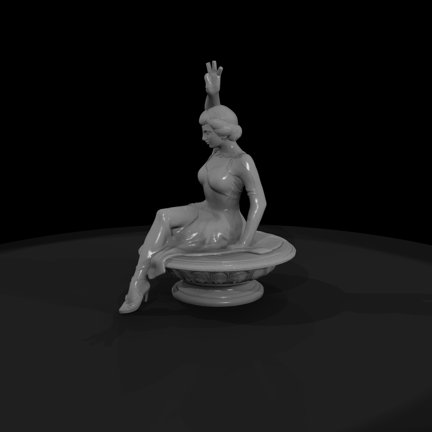 Art Deco Seated Showgirl Statue