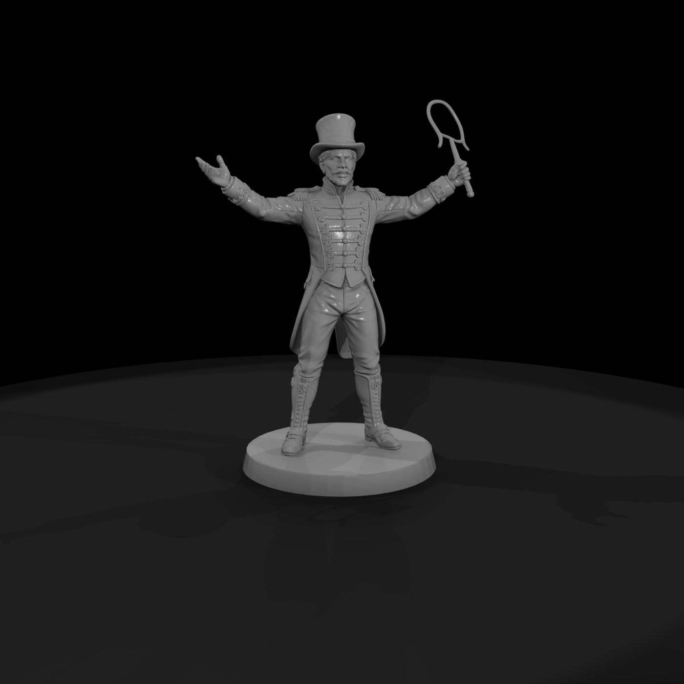 Circus Ringmaster with Top Hat and Whip