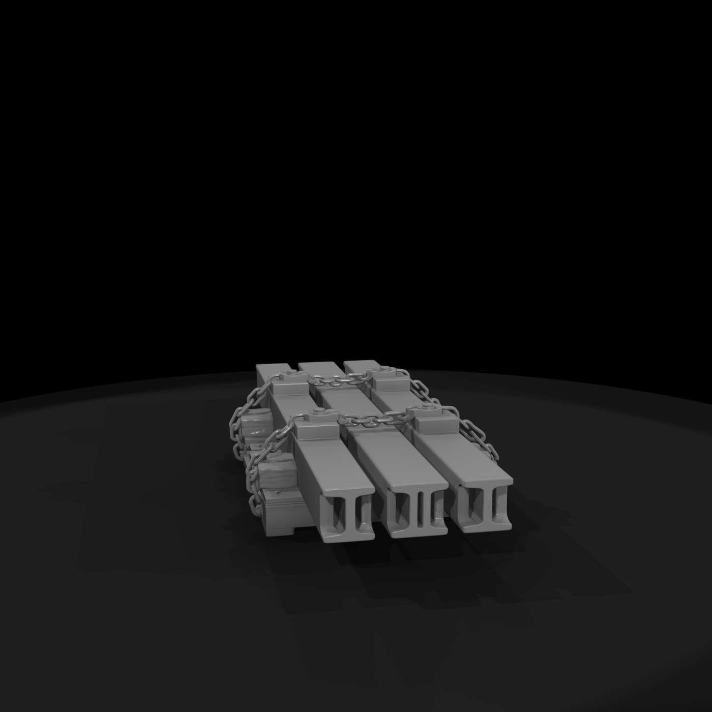 Stacked I-Beams on Pallet with Chains