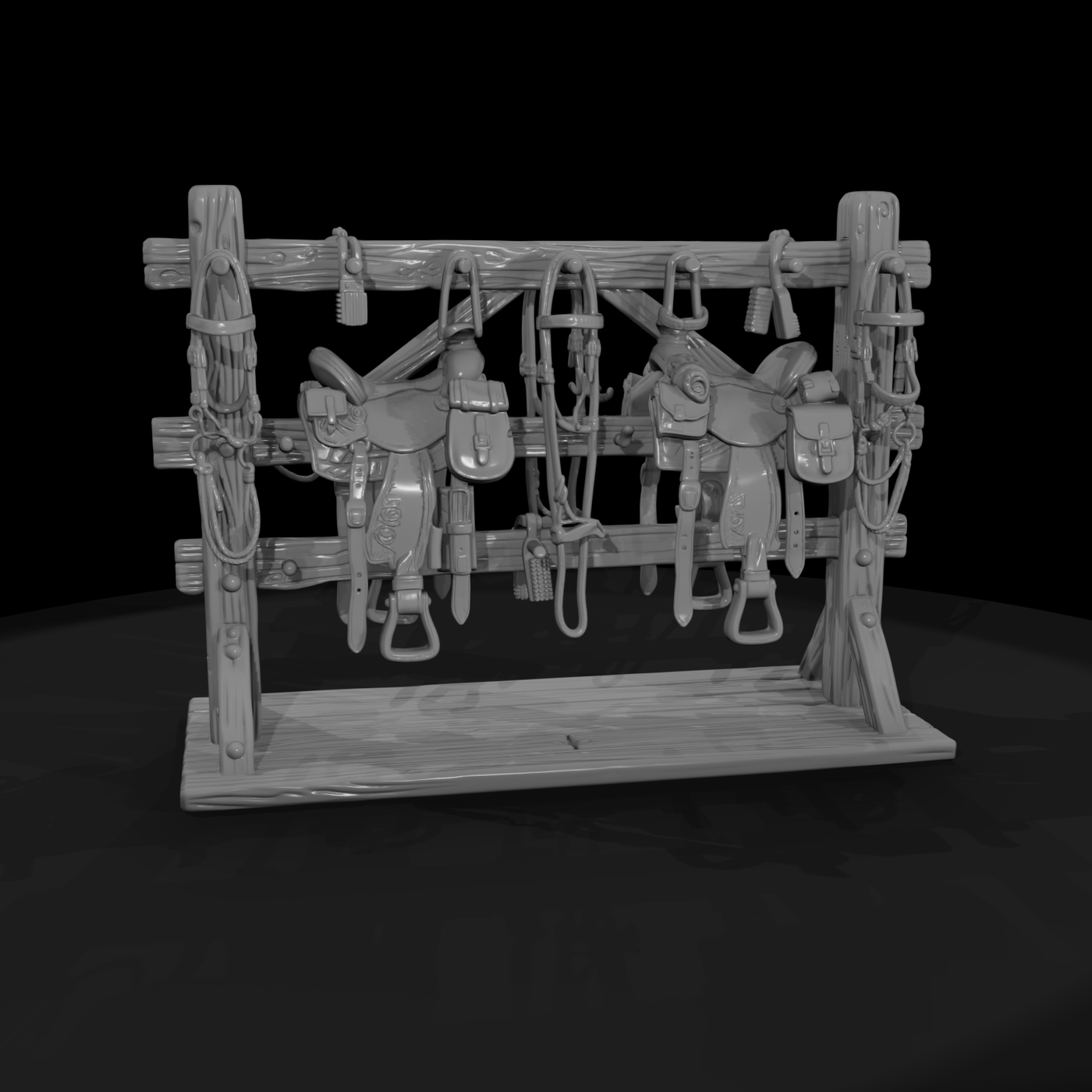 Mil 079 Wild West Fort Saddle Tack Rack