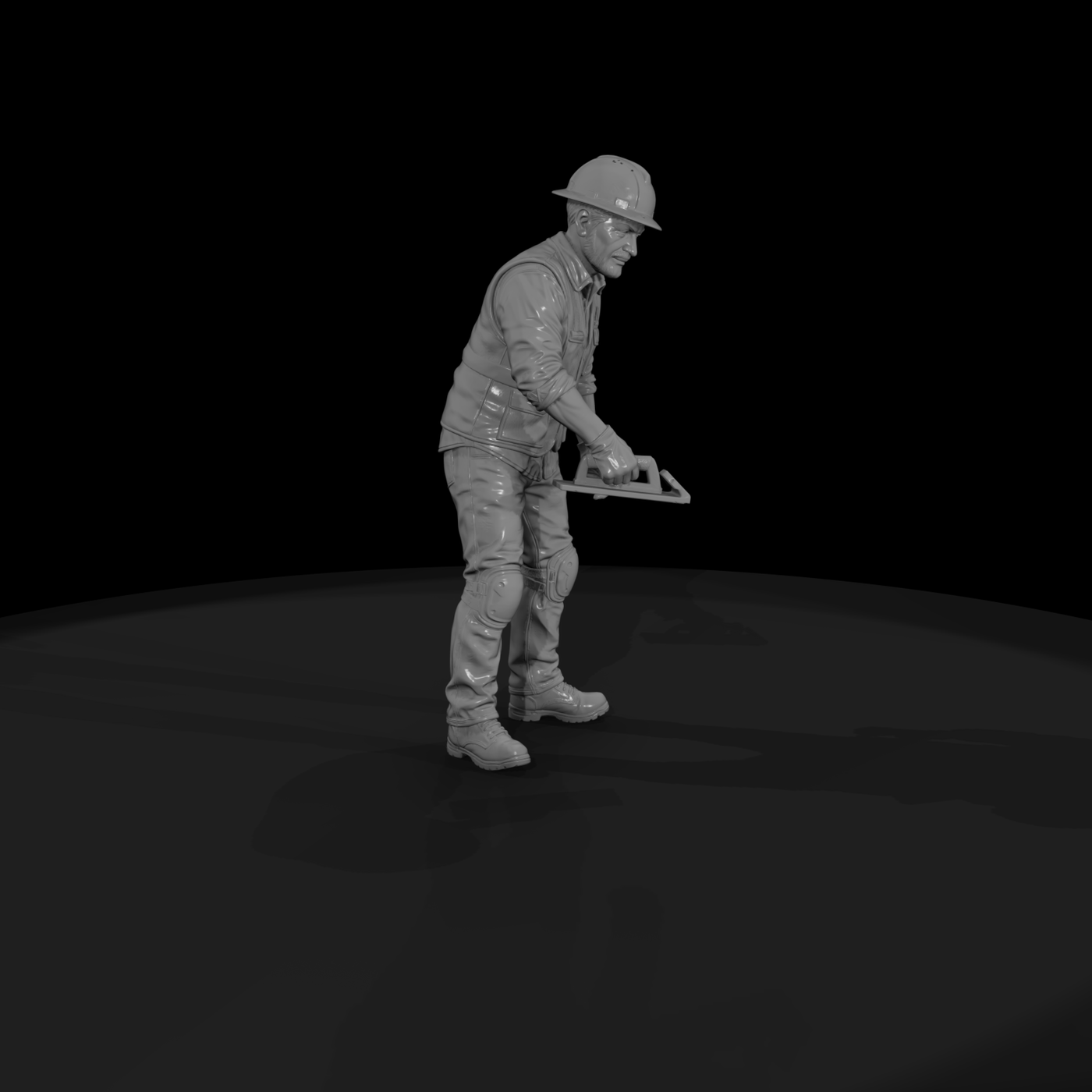 Construction Worker Finishing Concrete