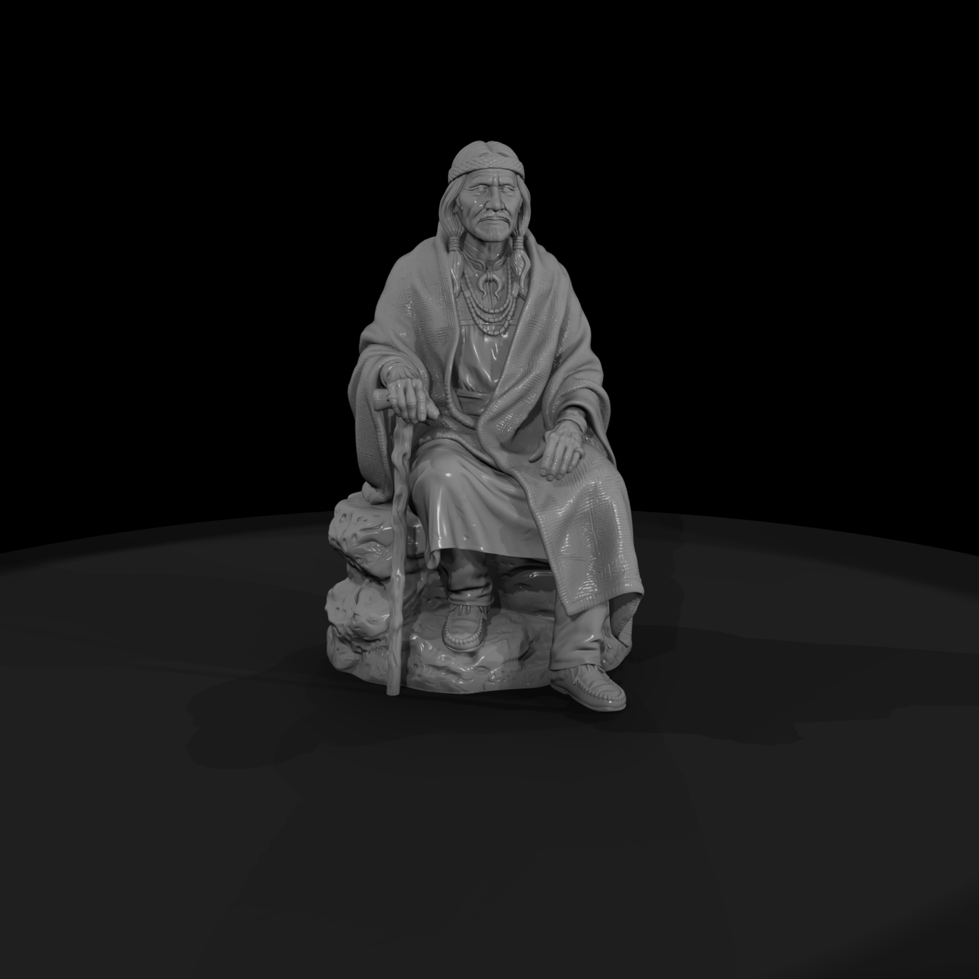 Navajo Elder Seated with Blanket