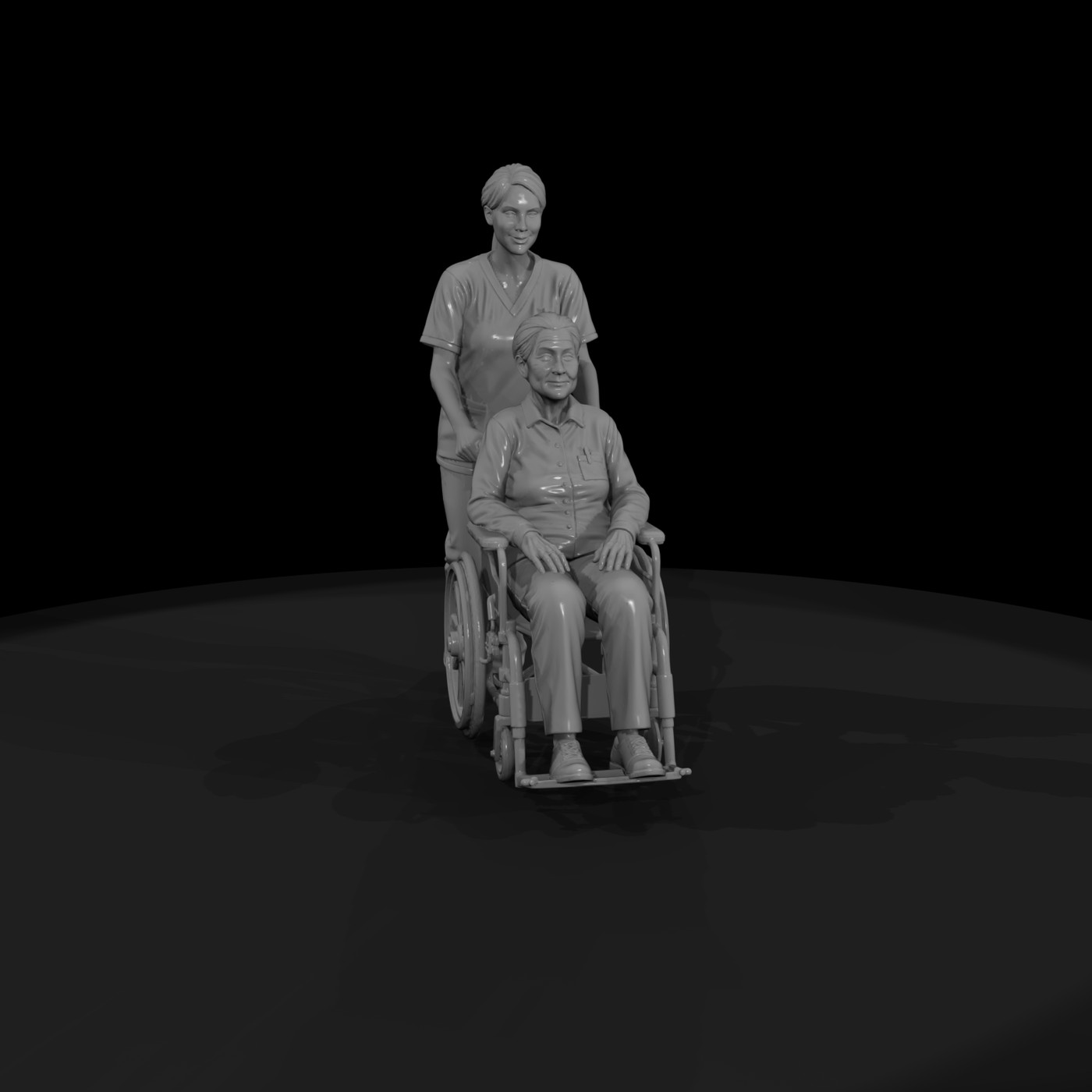 Nurse Pushing Patient in Wheelchair