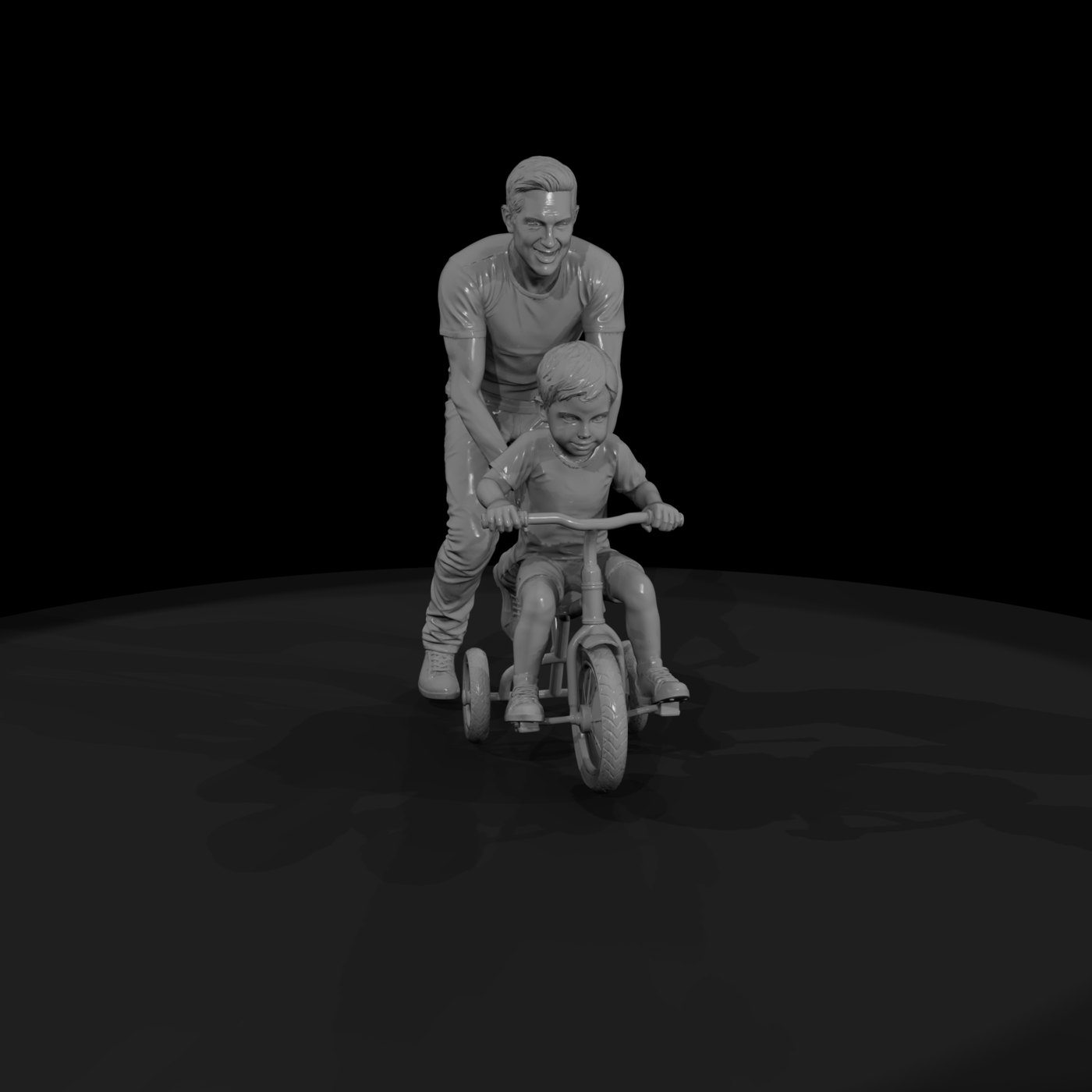 0062 Family Young Dad Tricycle