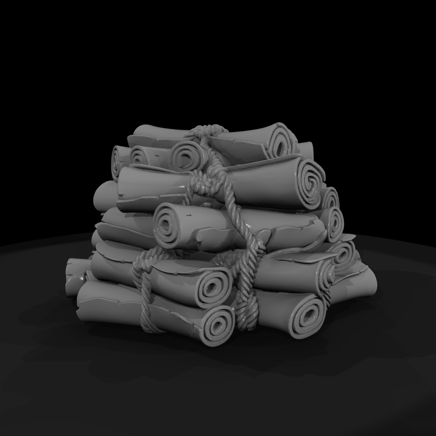 Bundle of Tied Manuscript Scrolls