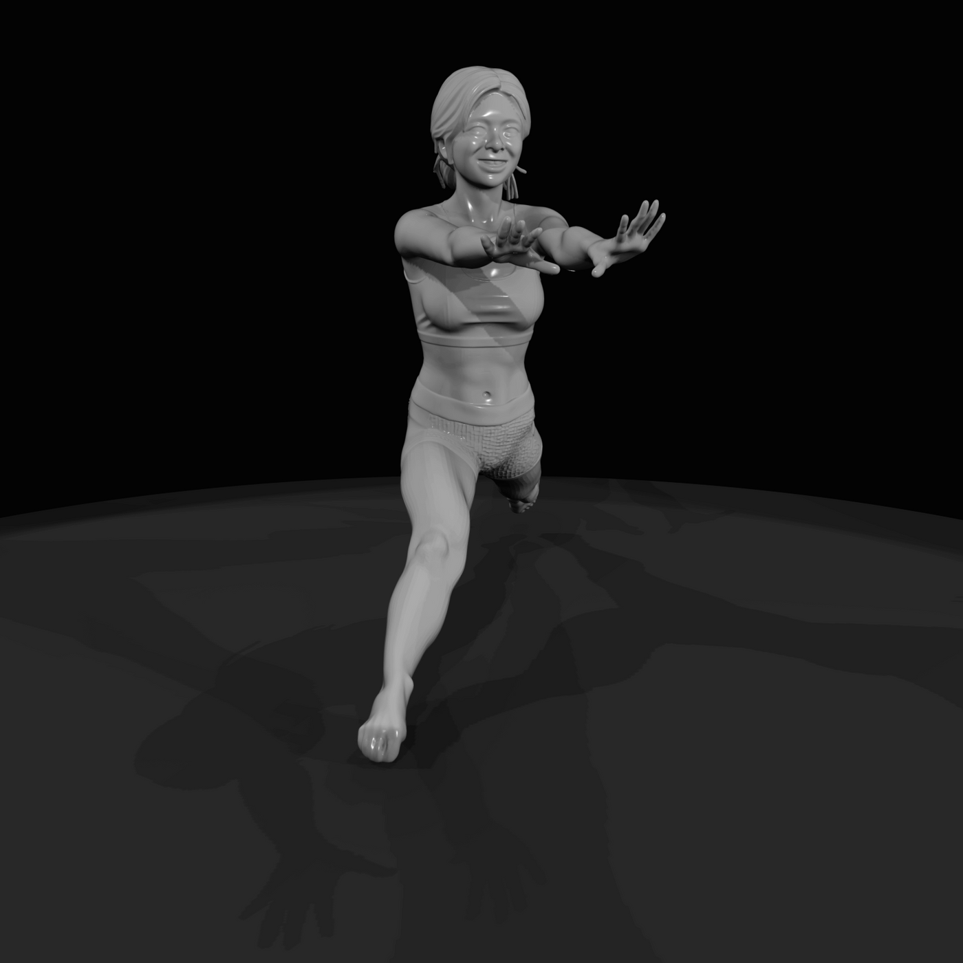 Athletic Woman in Dynamic Fitness Pose