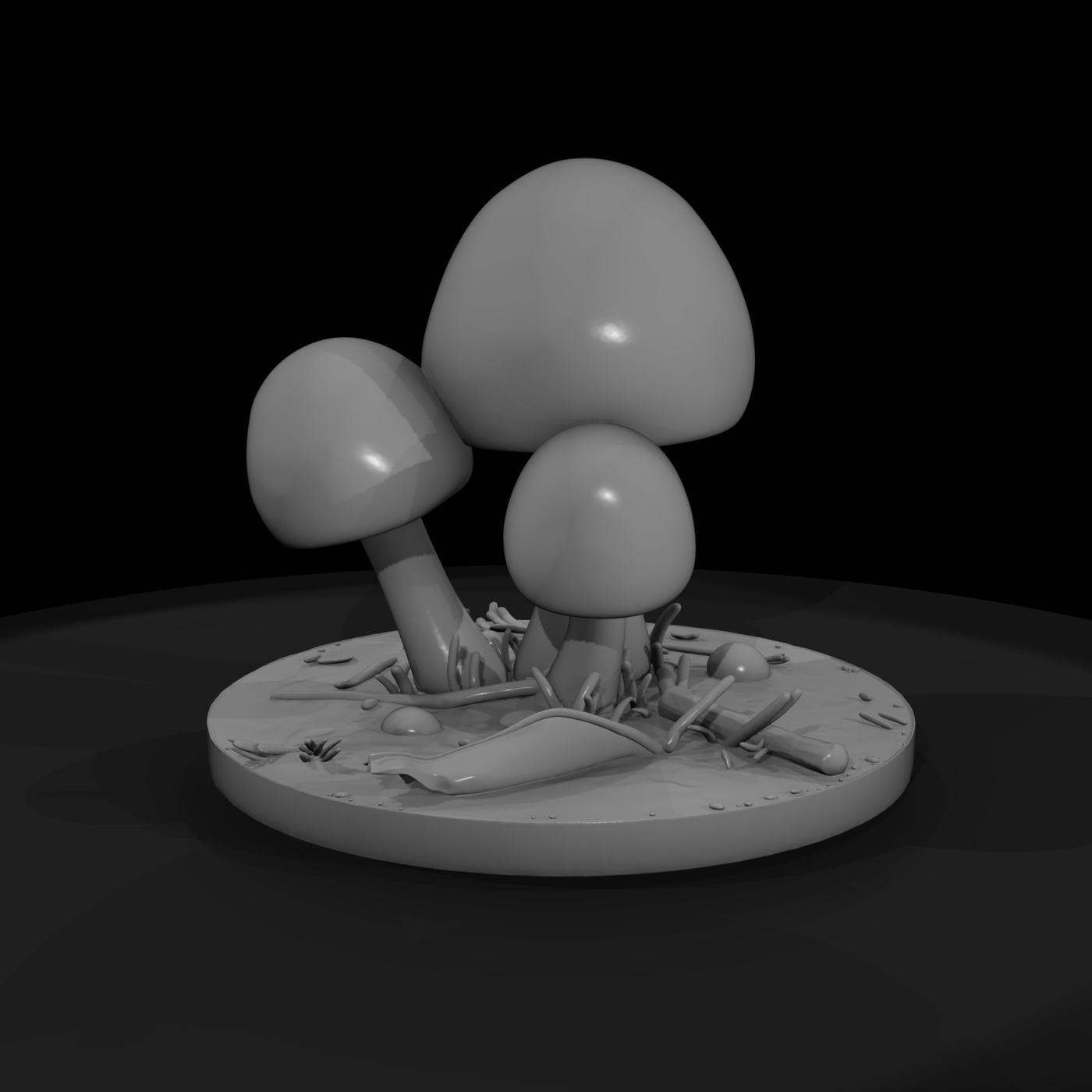 Stylized Forest Mushroom Cluster