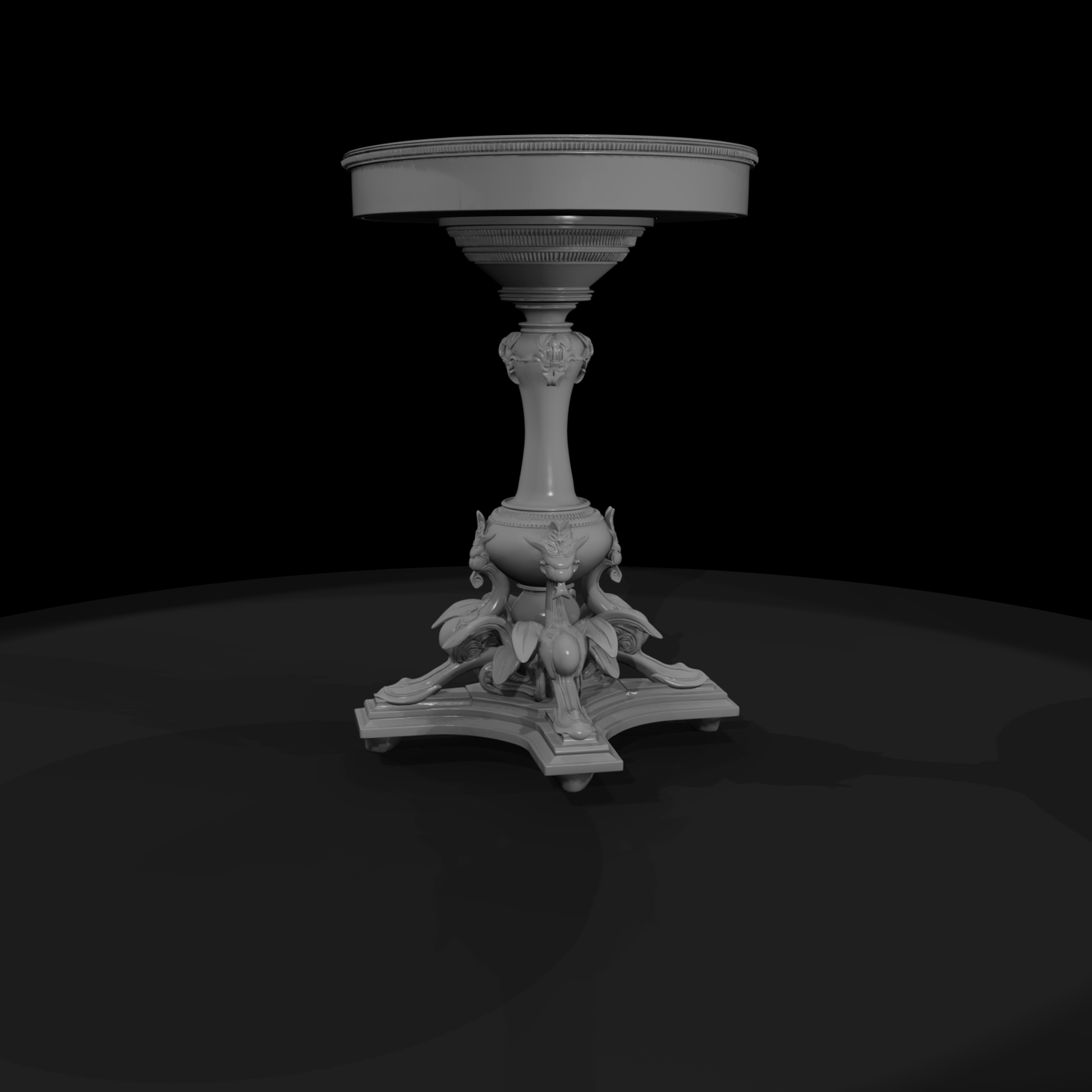 Baroque-Style Round Pedestal Side Table