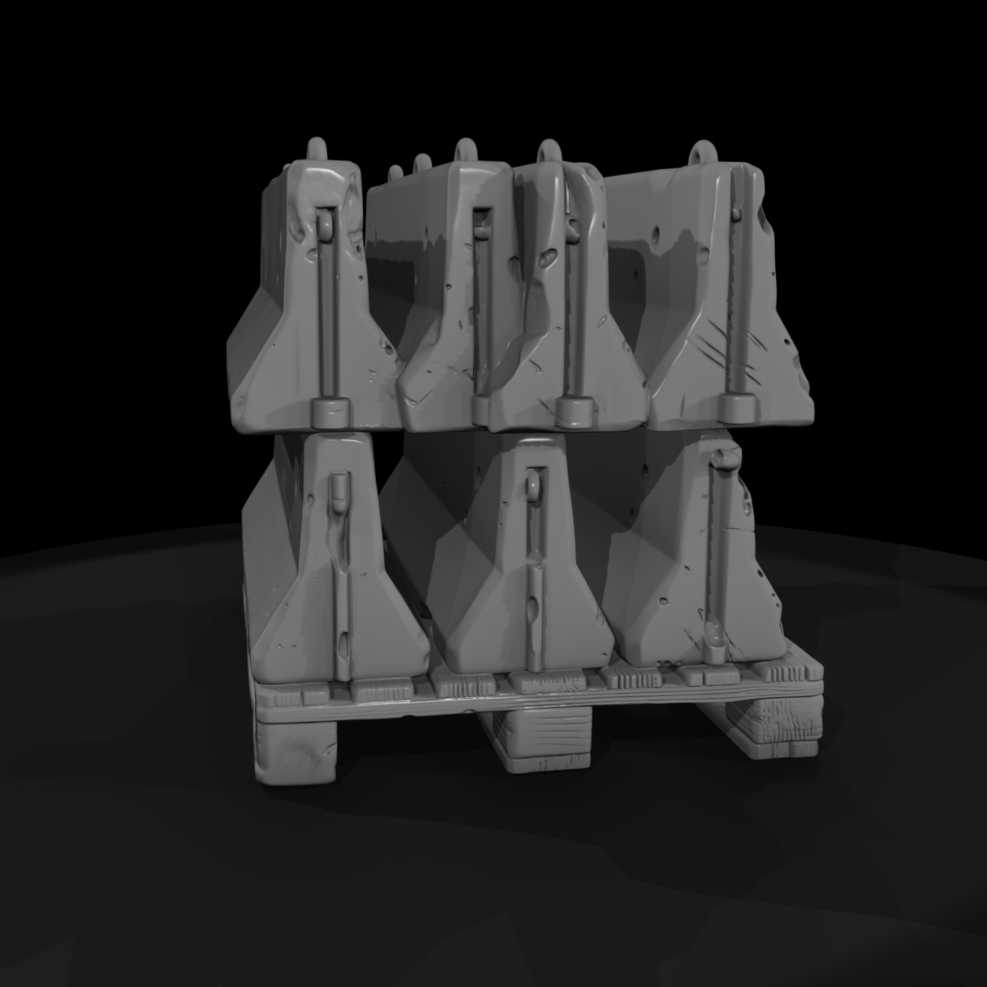 Stacked Concrete Traffic Barriers