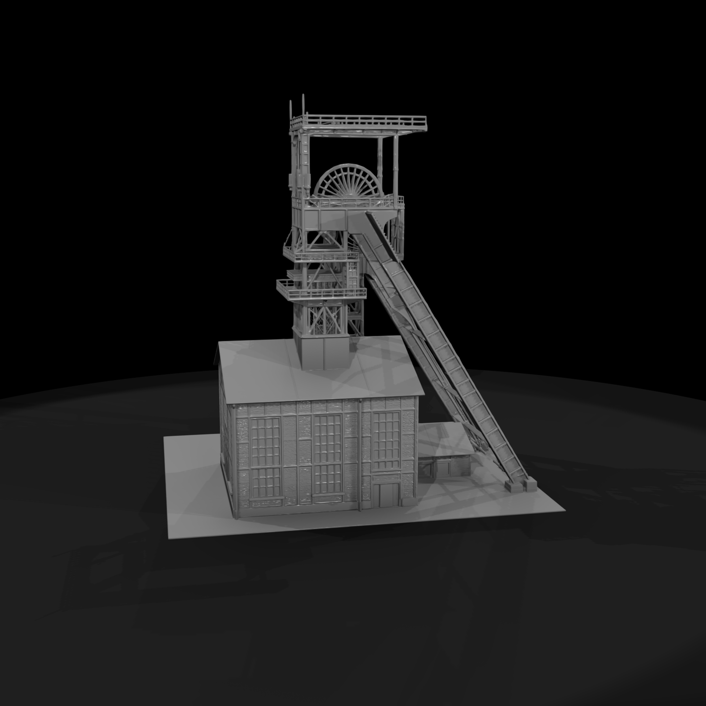 Mine Headframe with Conveyor