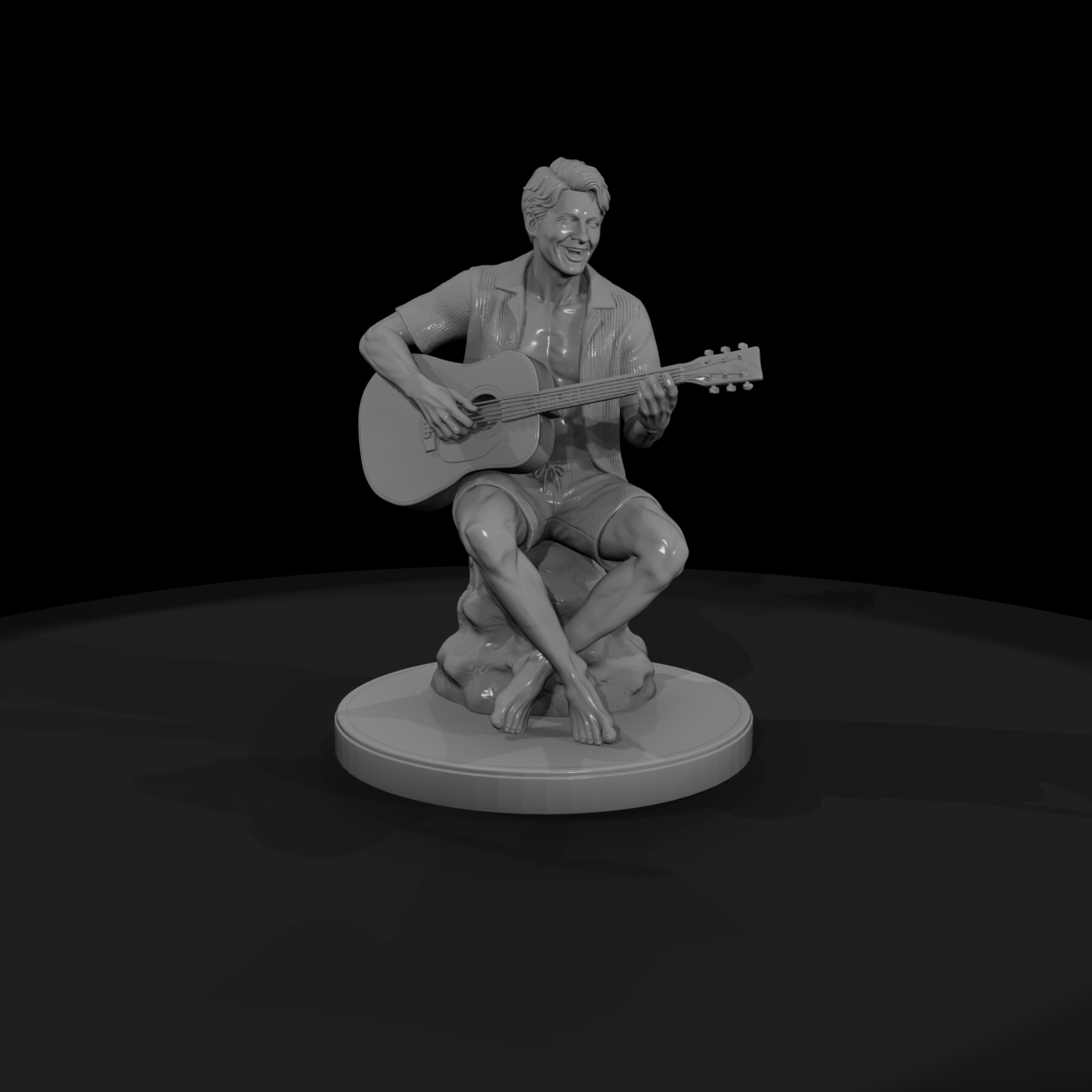 Bch 014 Man Beach Guitarist