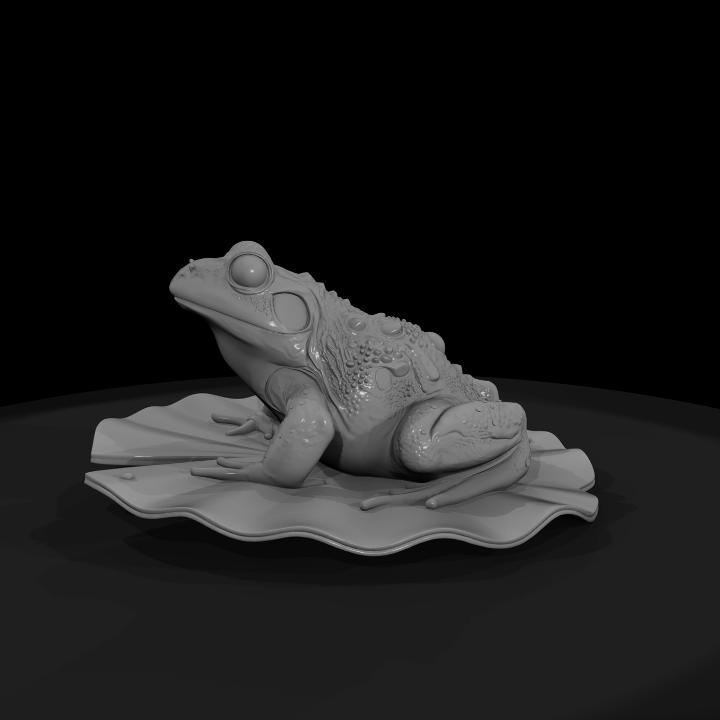 Sculpted Toad on Lily Pad