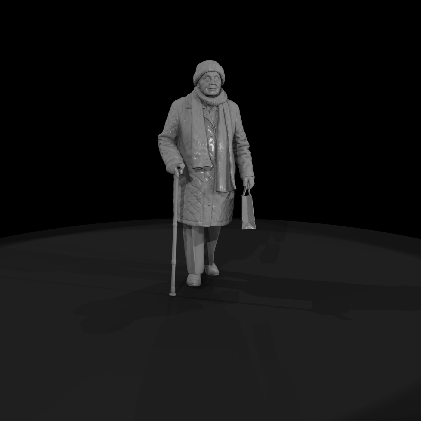 0154 Elderly Elderly Woman Shopping Bag