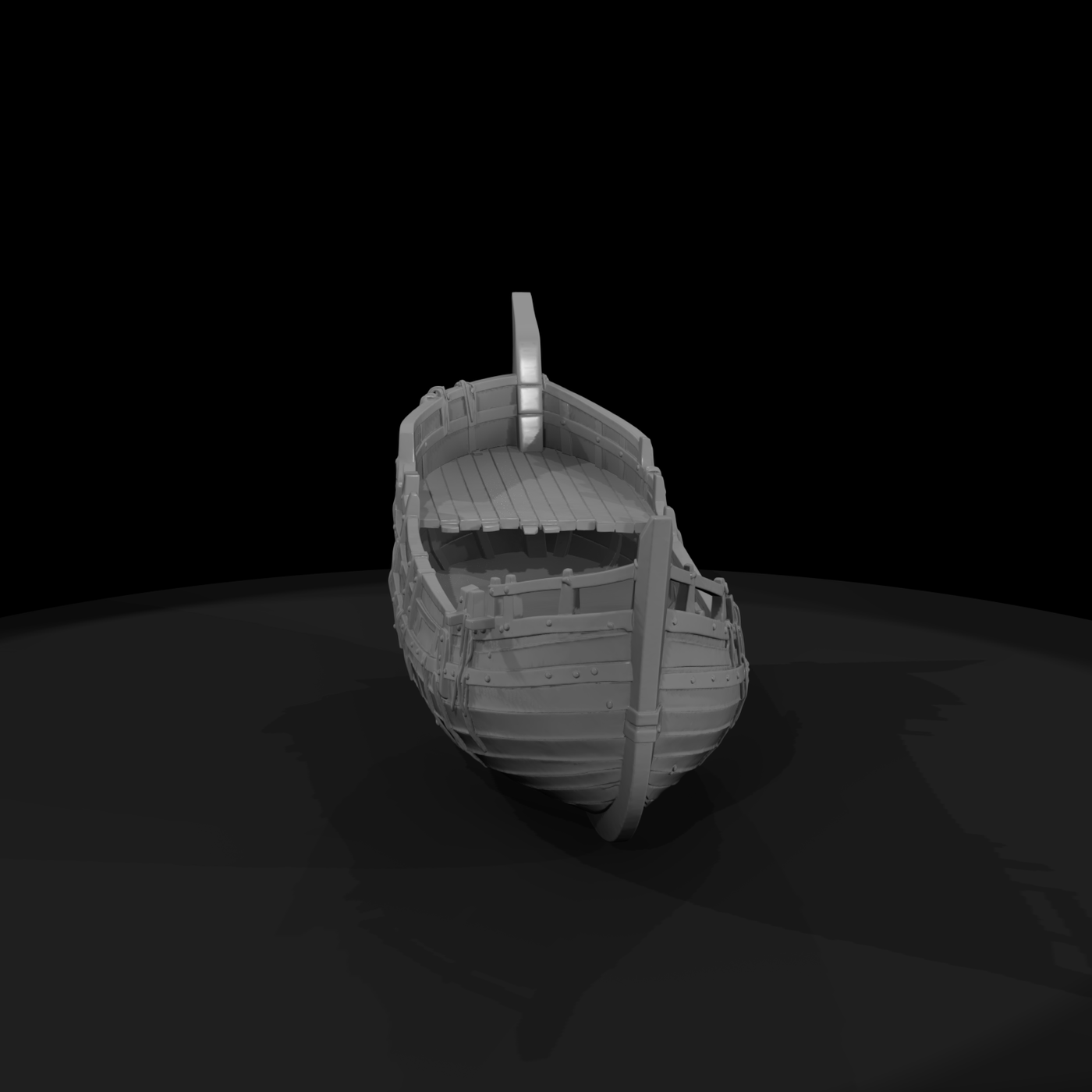 Weathered Medieval Ship Hull — Terrain Piece