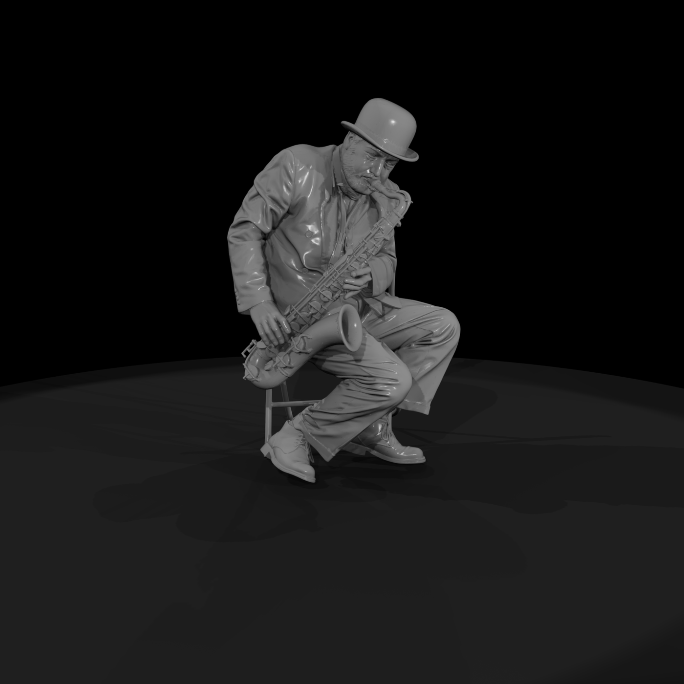 Jazz Saxophone Player on Stool