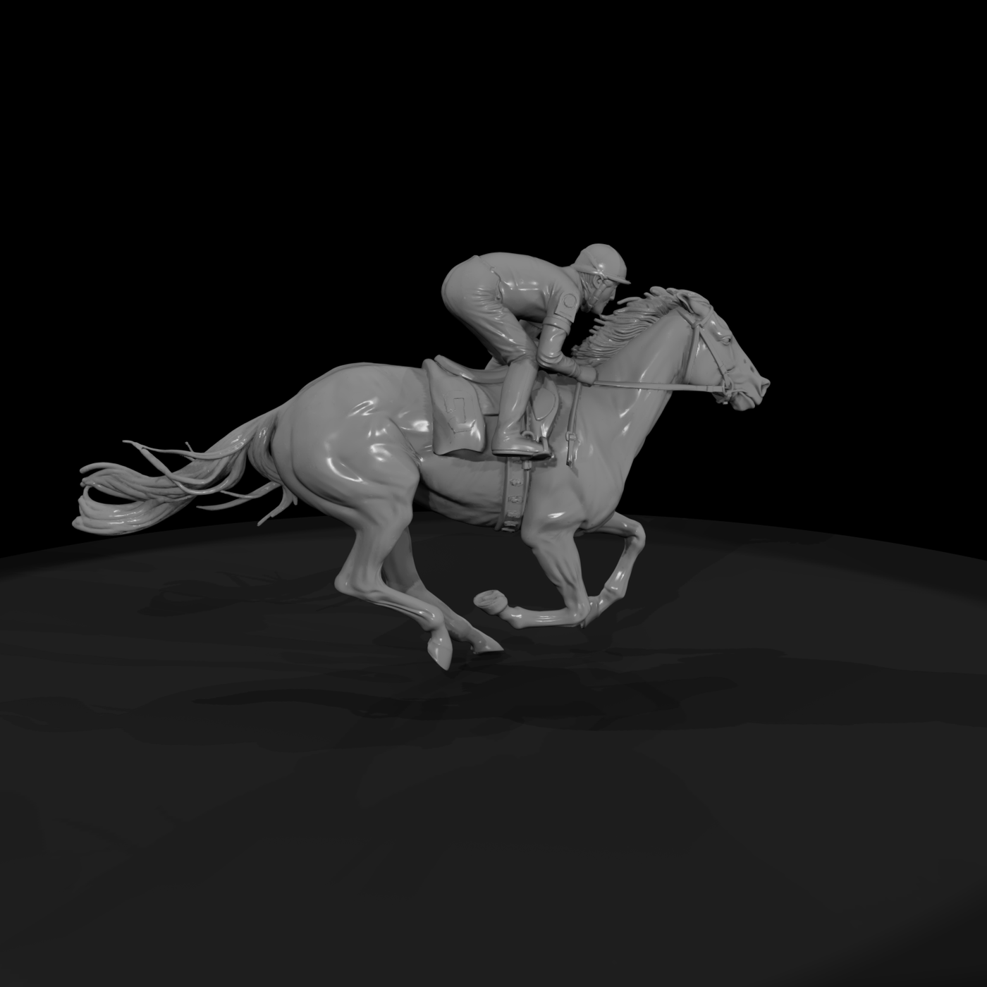Galloping Racehorse and Jockey