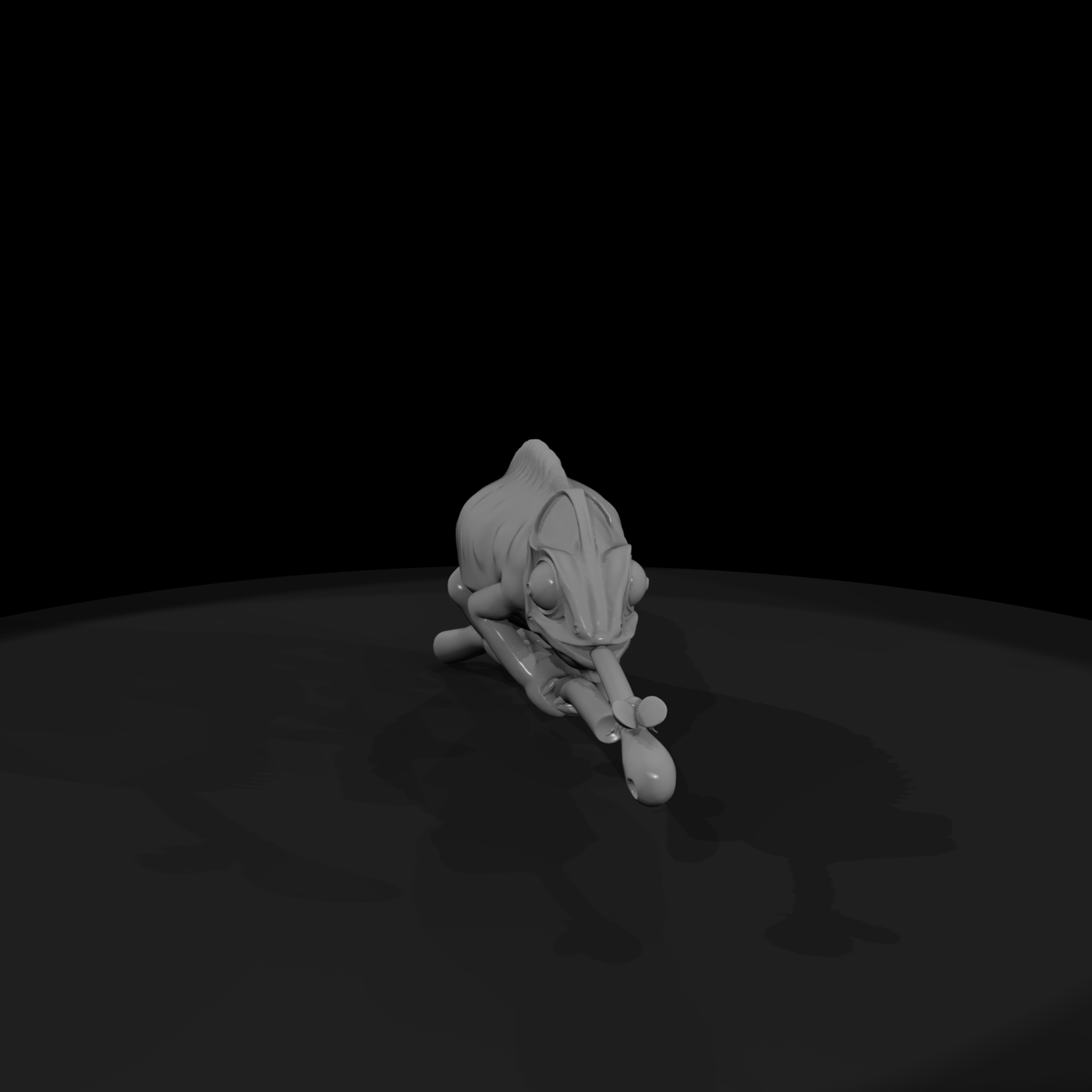 Stylized Chameleon on Branch — Figurine