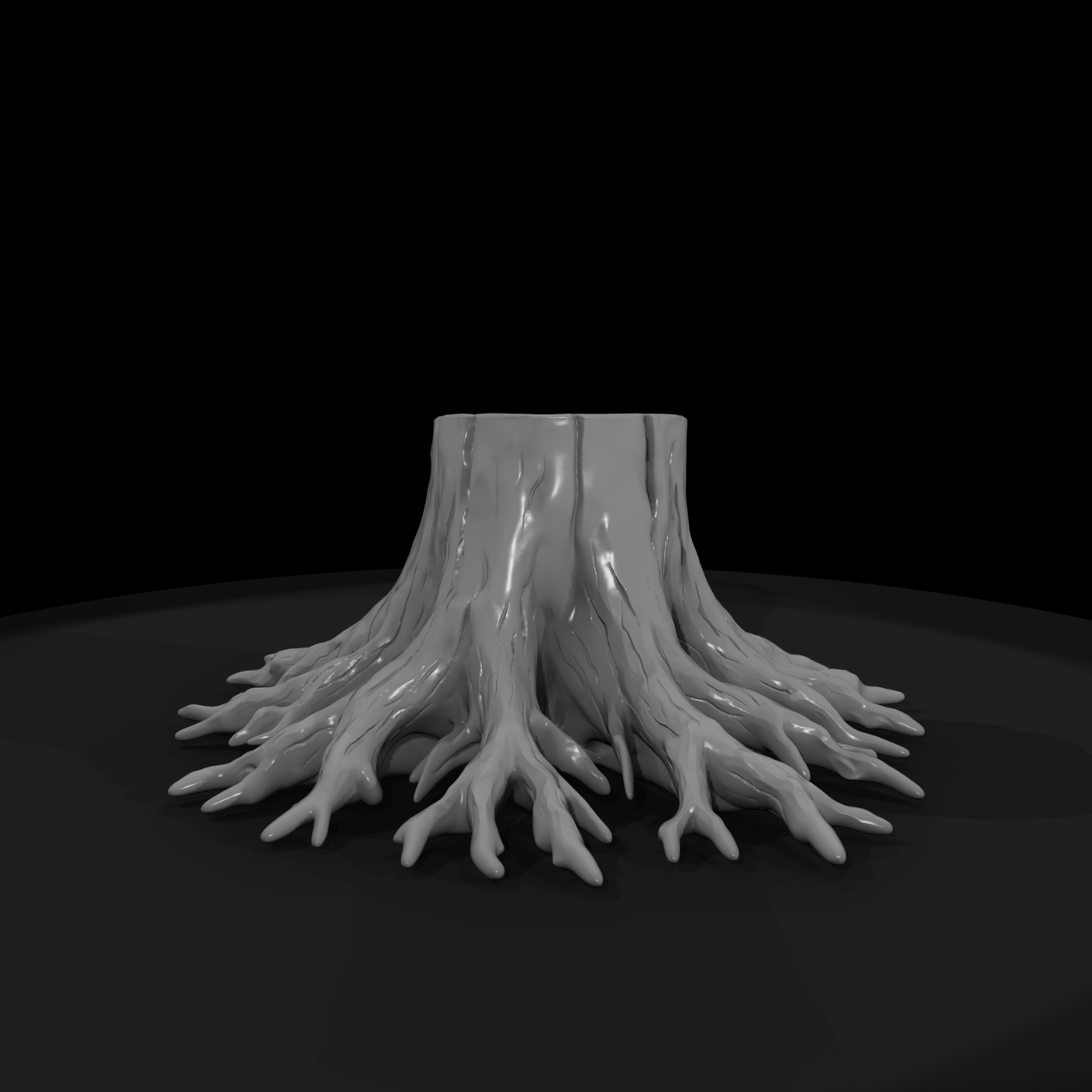 Tree Stump with Exposed Roots — & Railway Prop