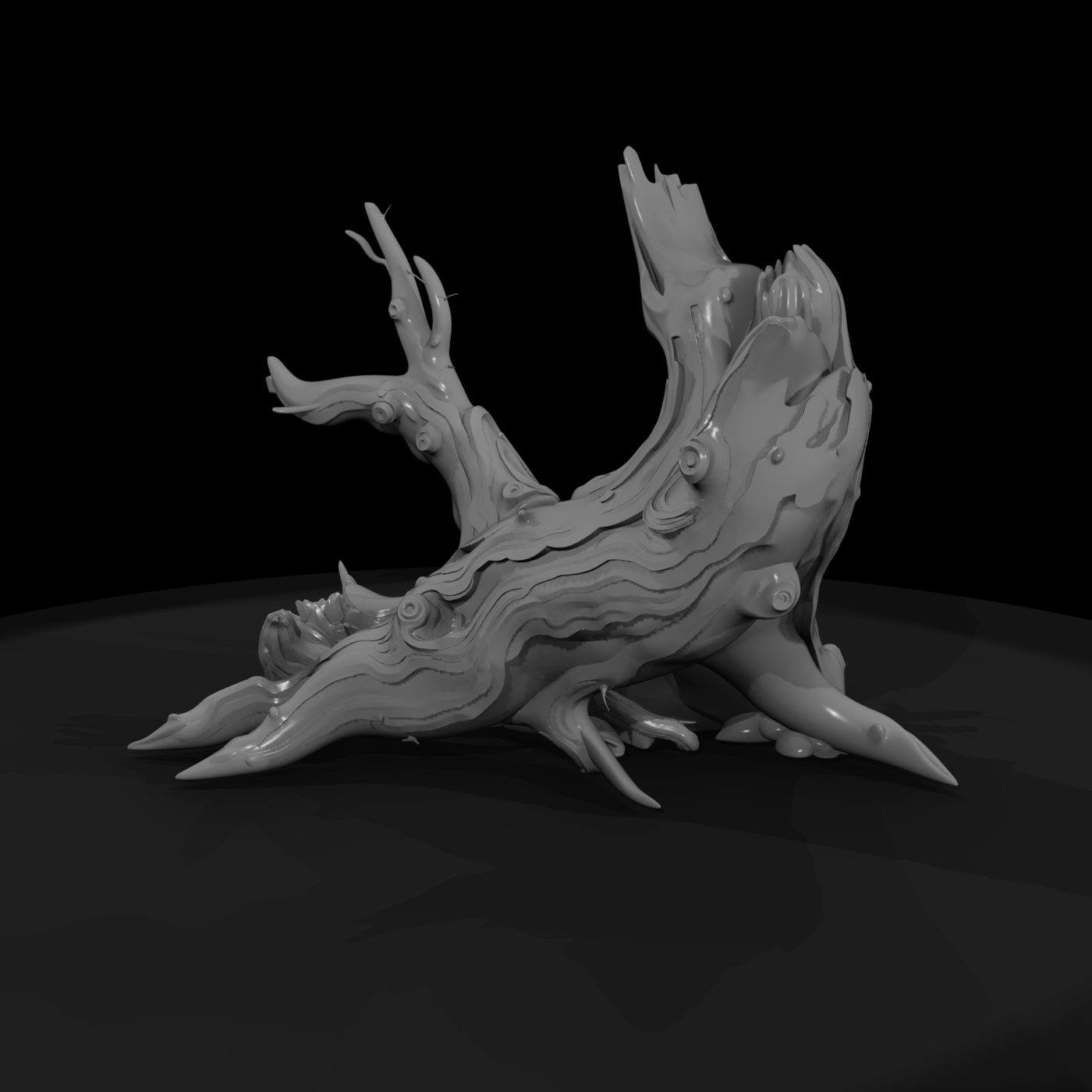 Fallen Gnarled Tree Trunk & Railroad