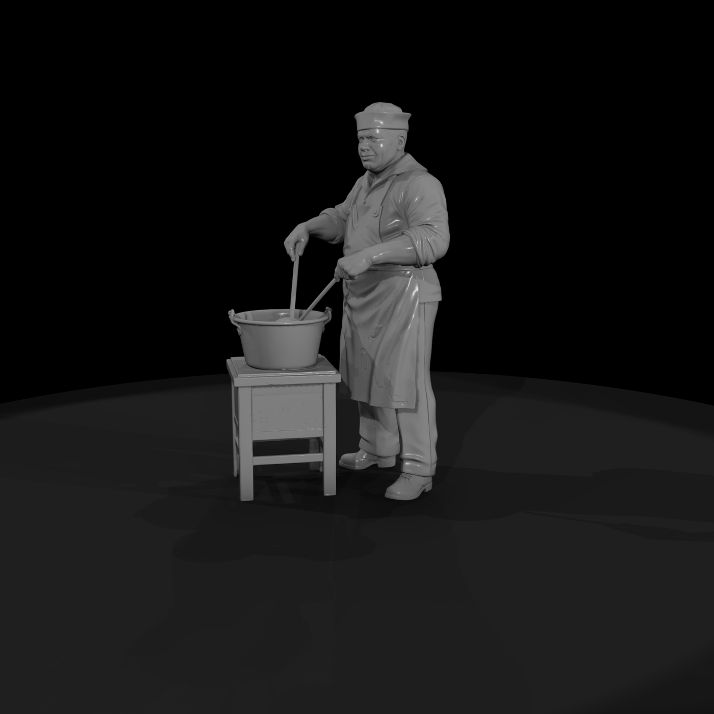 WWII US Navy Cook at Mess Pot