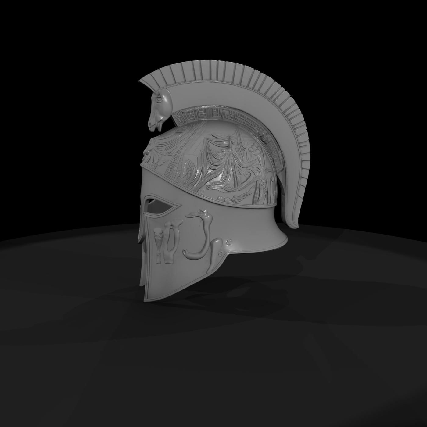 Ornate Corinthian Greek Helmet with Horse Crest