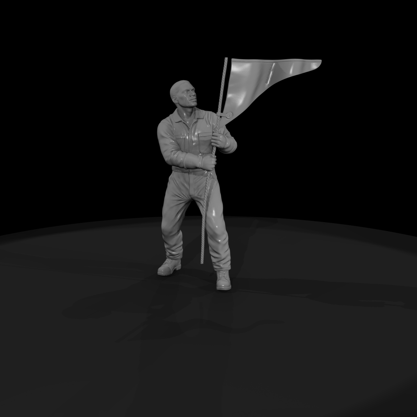 WWII Soldier Raising the Flag