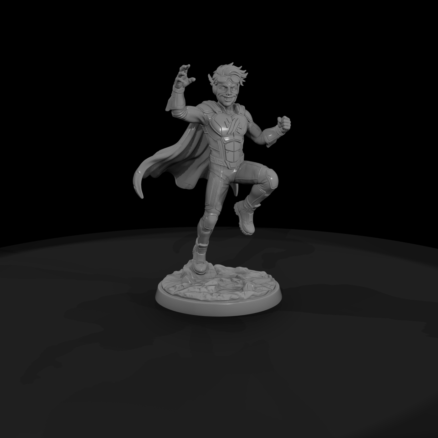 Young Superhero in Flight Pose