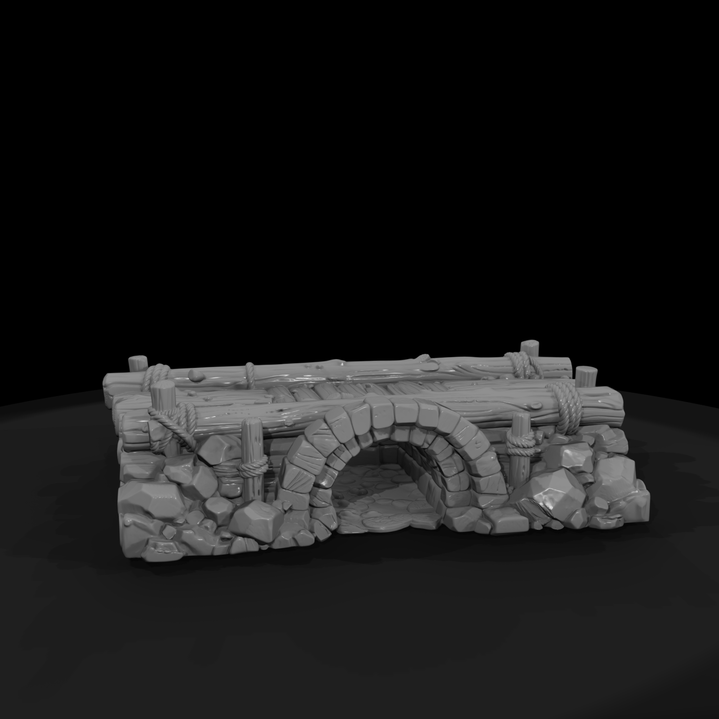 Rustic Log and Stone Culvert Bridge