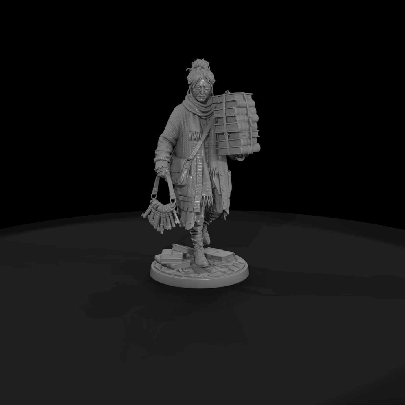 Wandering Librarian with Book Bundle