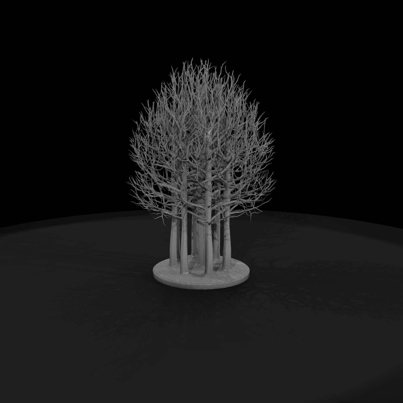 Bare Winter Tree Grove on Round Base