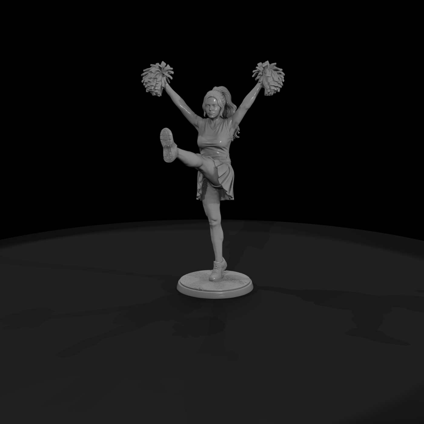 High-Kick Cheerleader with Pom-Poms