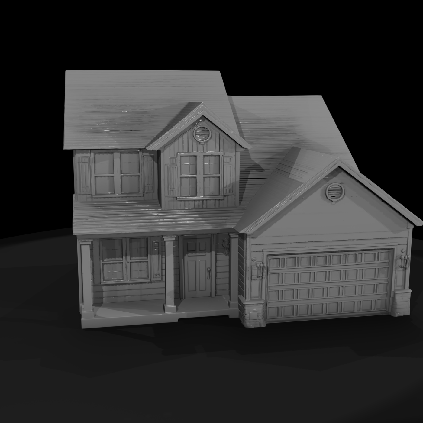 Two-Story Suburban House with Two-Car Garage (2000s)