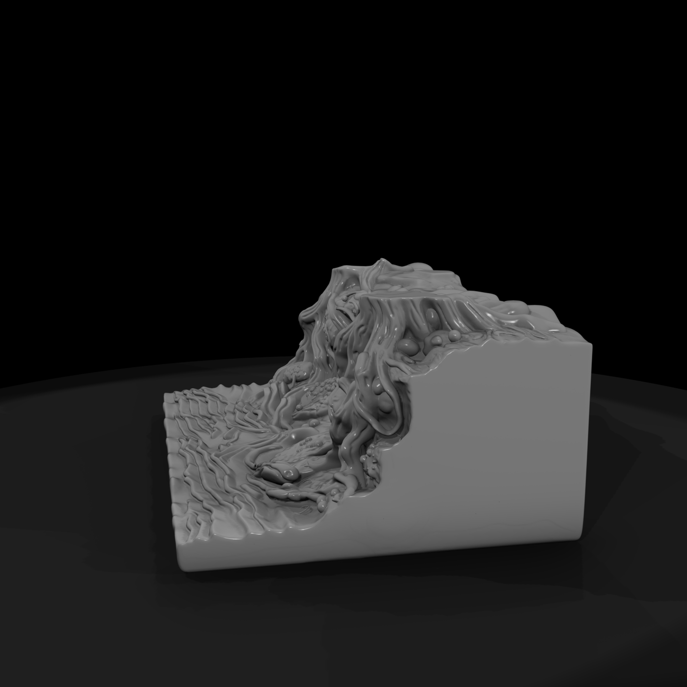 Sculpted Exposed Tree Root Riverbank Terrain 3D Mo