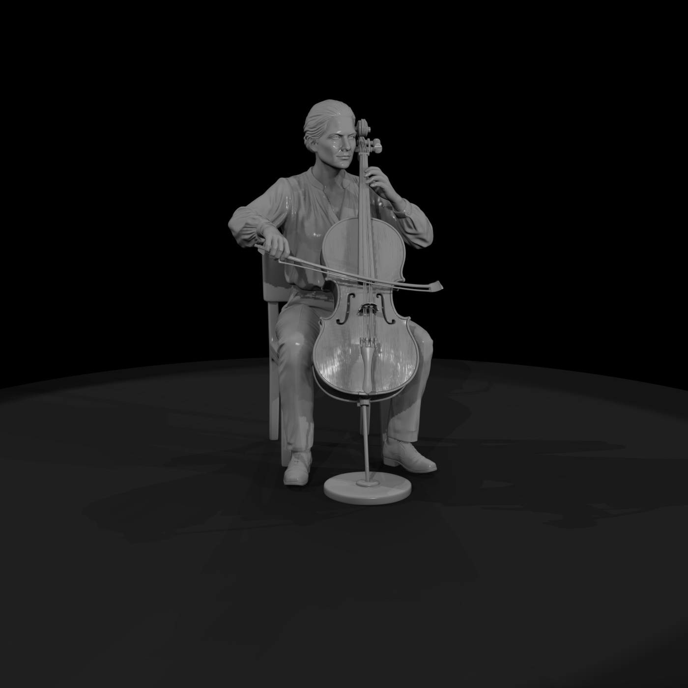 Seated Cellist Performing