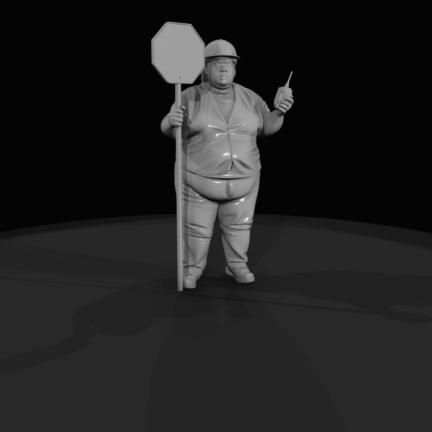 Road Crew Flagger with Stop Sign