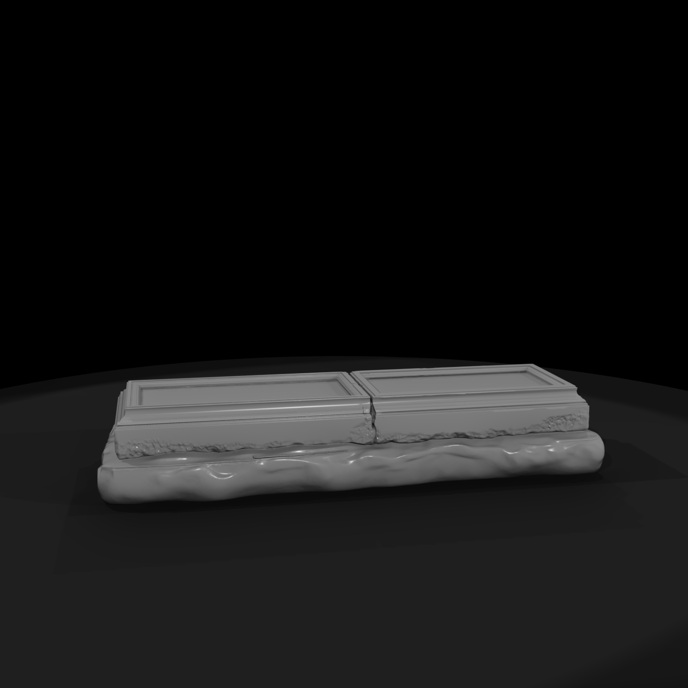 Double Raised Grave Tombstone (Split Ledger)