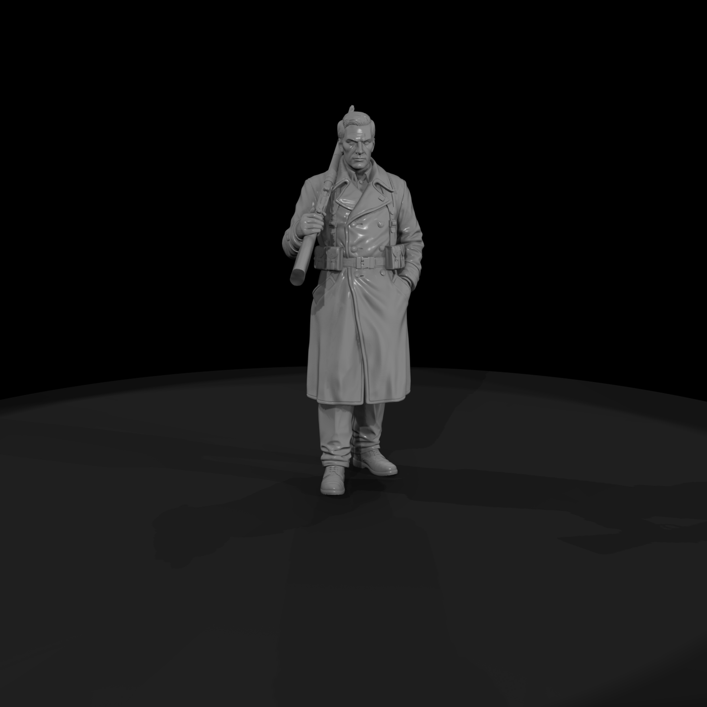 U.S. Soldier in Greatcoat with Rifle