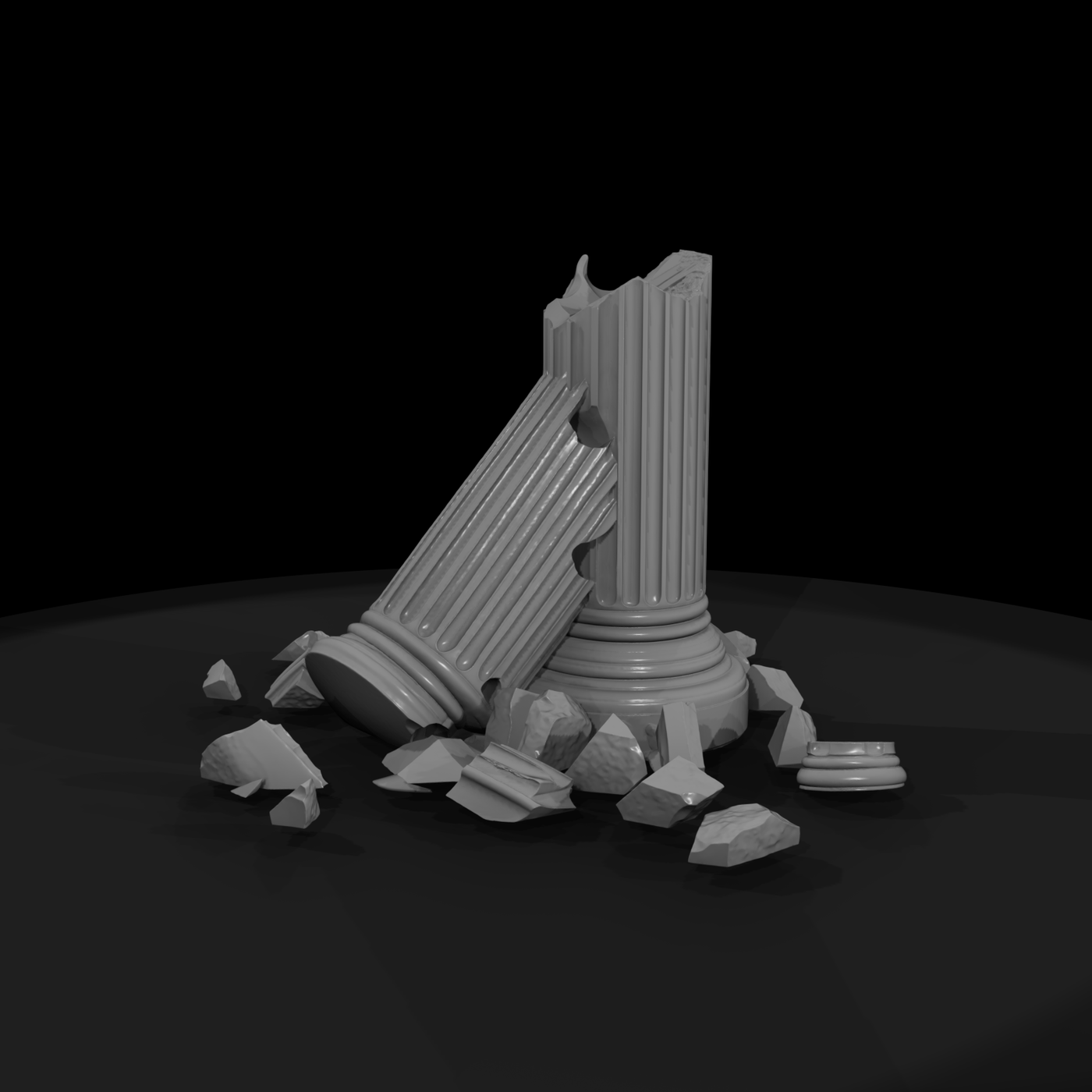 Broken Fluted Classical Column Ruin