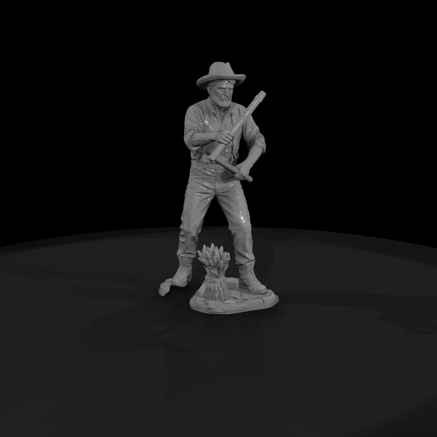 Ww 0168 Townsfolk Threshing Farmer