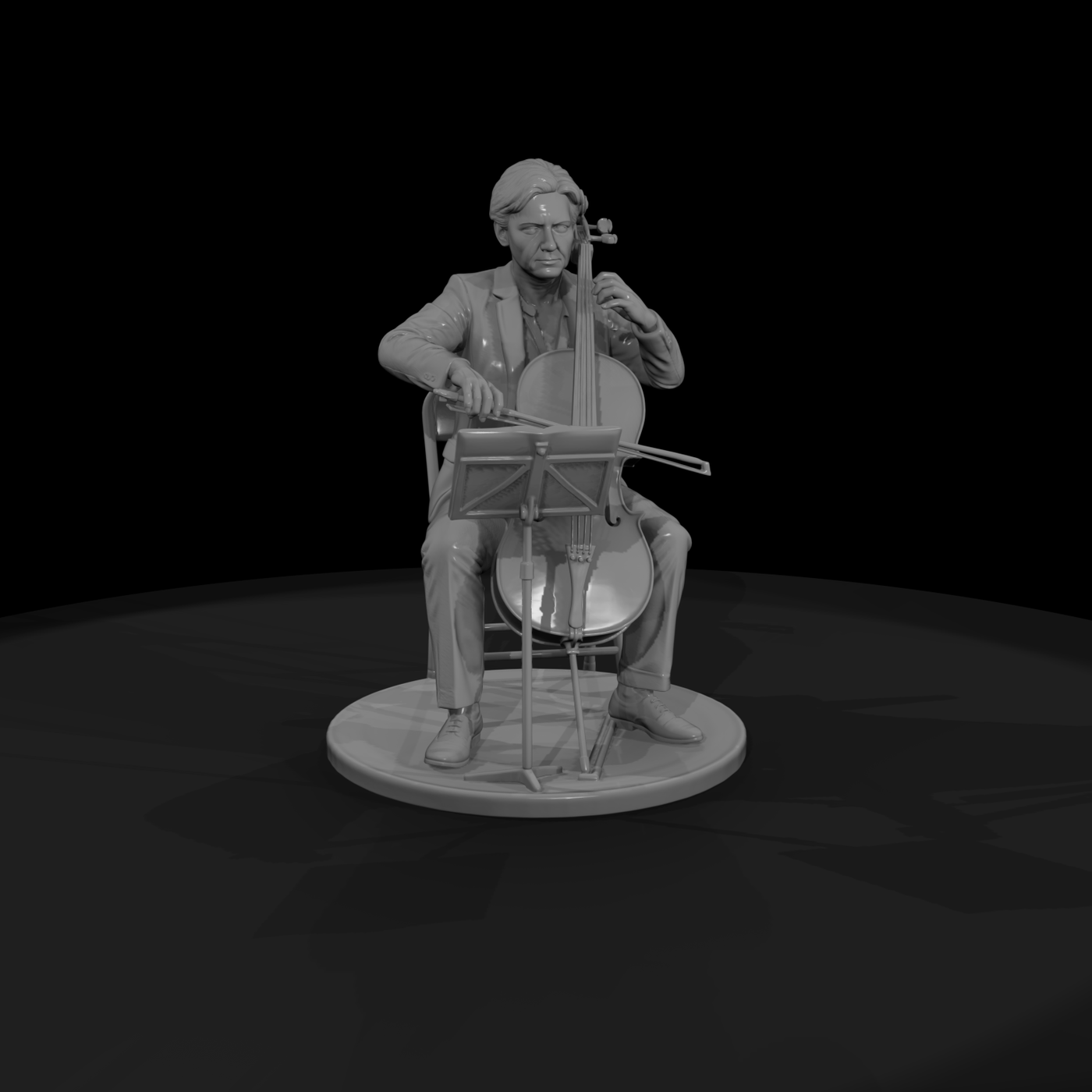 Seated Cellist with Music Stand