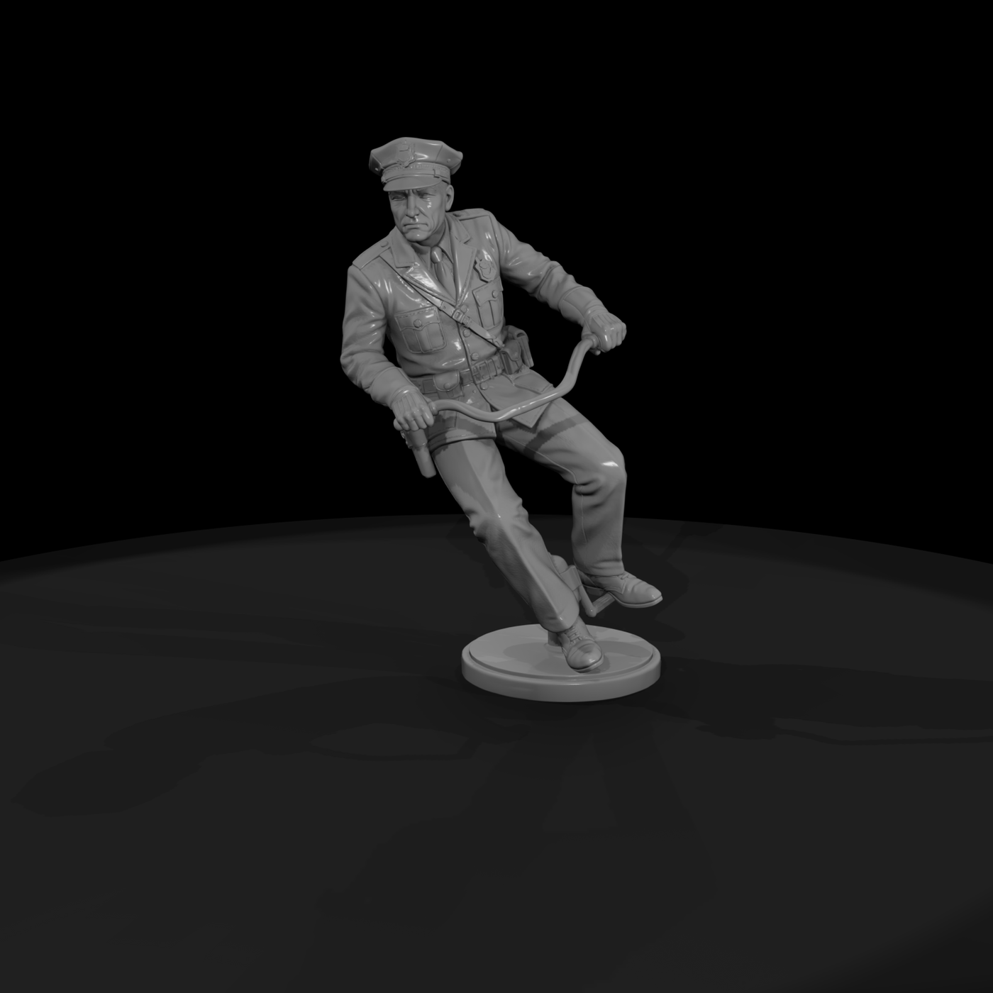 1950s Motorcycle Patrolman Riding Pose