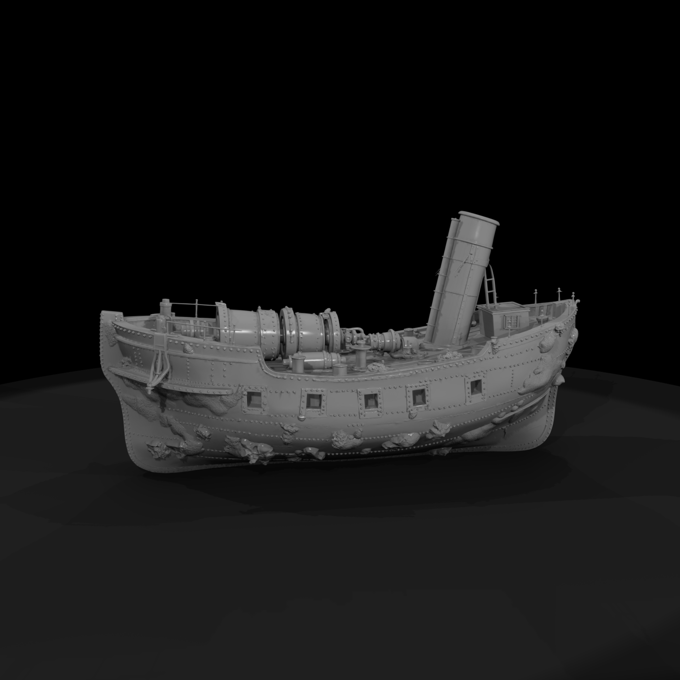 Sunken Overgrown Steamship Wreck