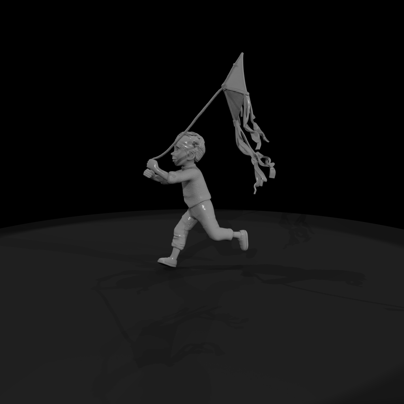 Boy Flying Kite — Stylized