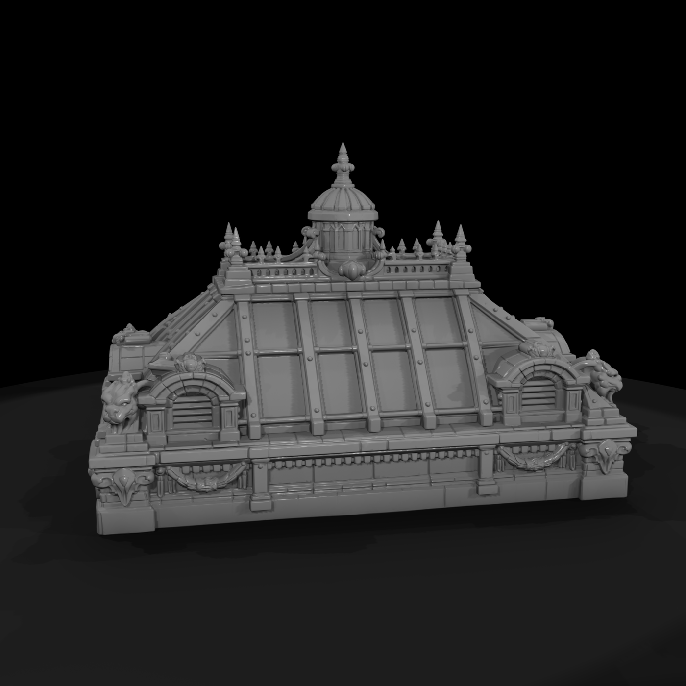 Ornate Skylight Roof Section Cupola and Dormers