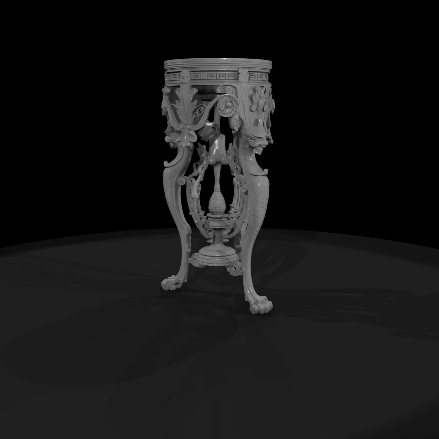 Baroque Gryphon Accent Table — Pedestal