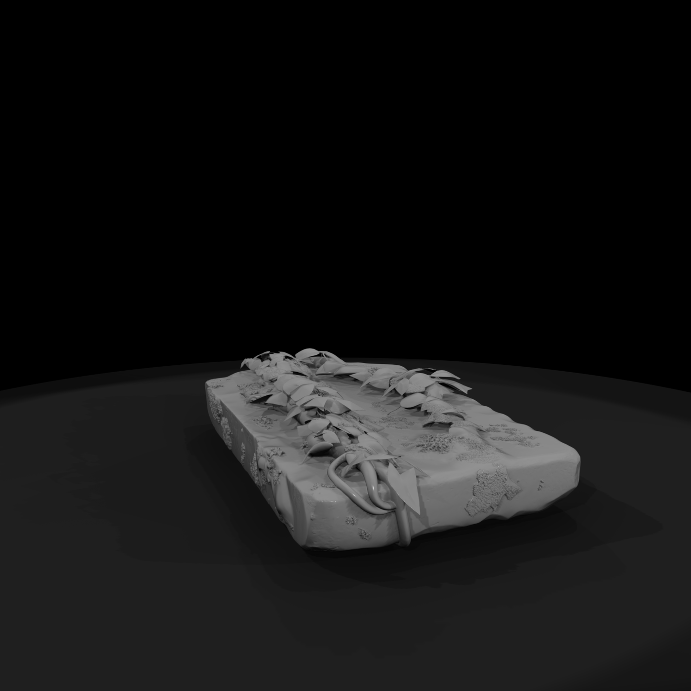 Overgrown Weathered Grave Slab