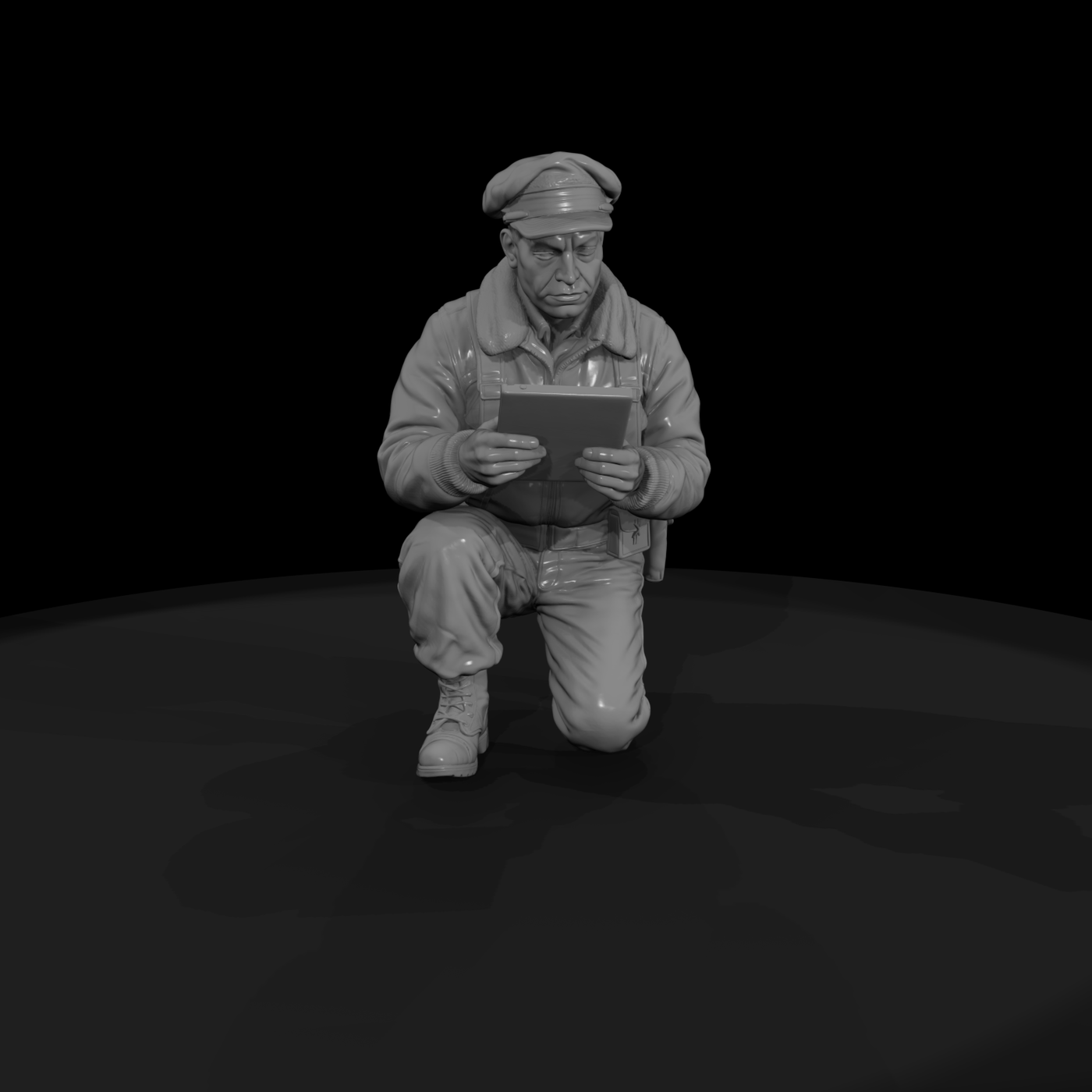 WWII Airman Navigator Kneeling