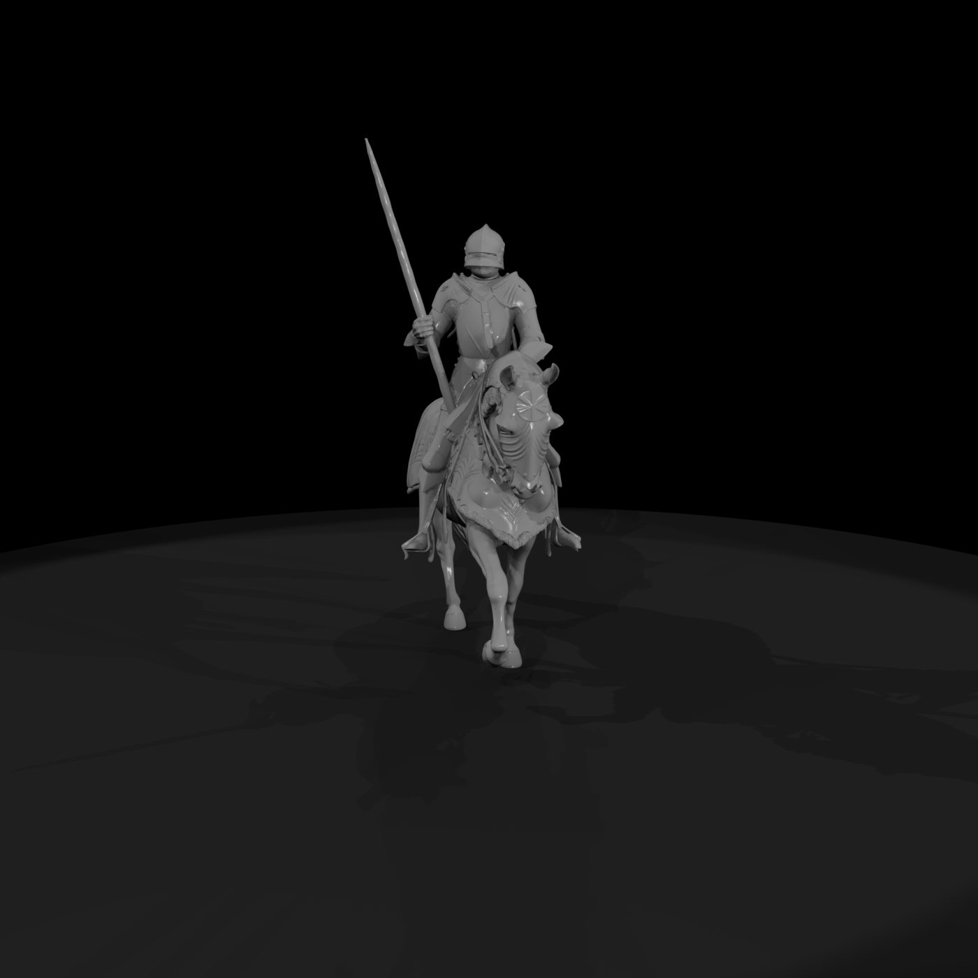 Armored Medieval Knight on Warhorse